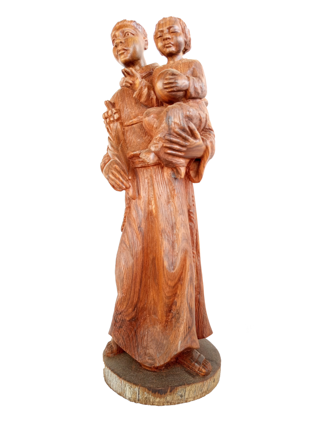 Wood statue Saint Joseph holding Baby Jesus, Father of Jesus wood