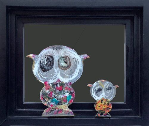 2 CHOUETTES DANS CADRE di PatMoli, Scultura in vendita su Singulart