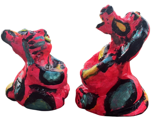 CHIEN ET CHAT ROSE POP von PatMoli, Skulptur kaufen auf Singulart