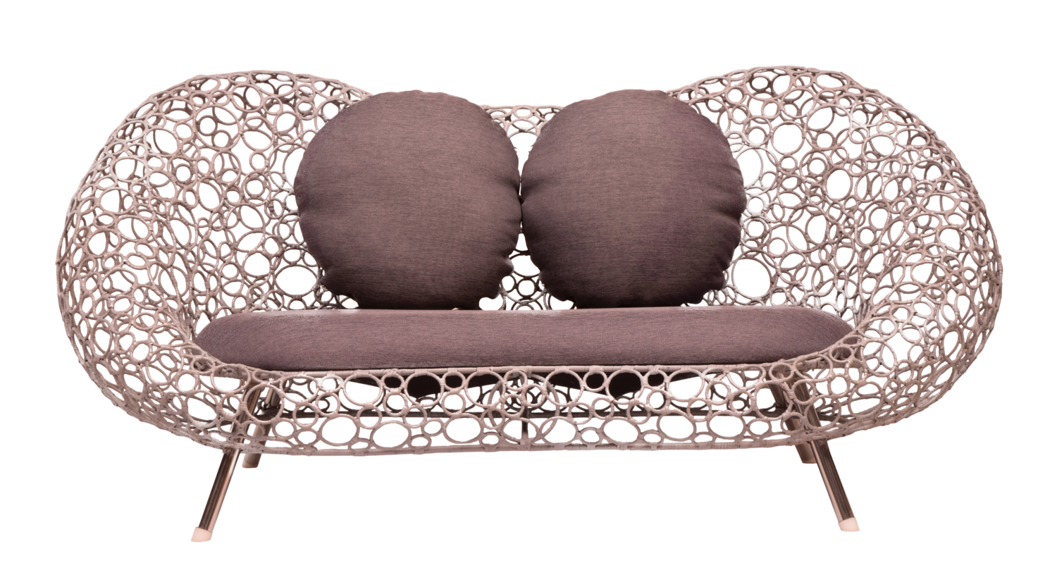 BUBBLER GRAY RATTAN LOVESEAT by Monarca Goods (2021) Seating Textile