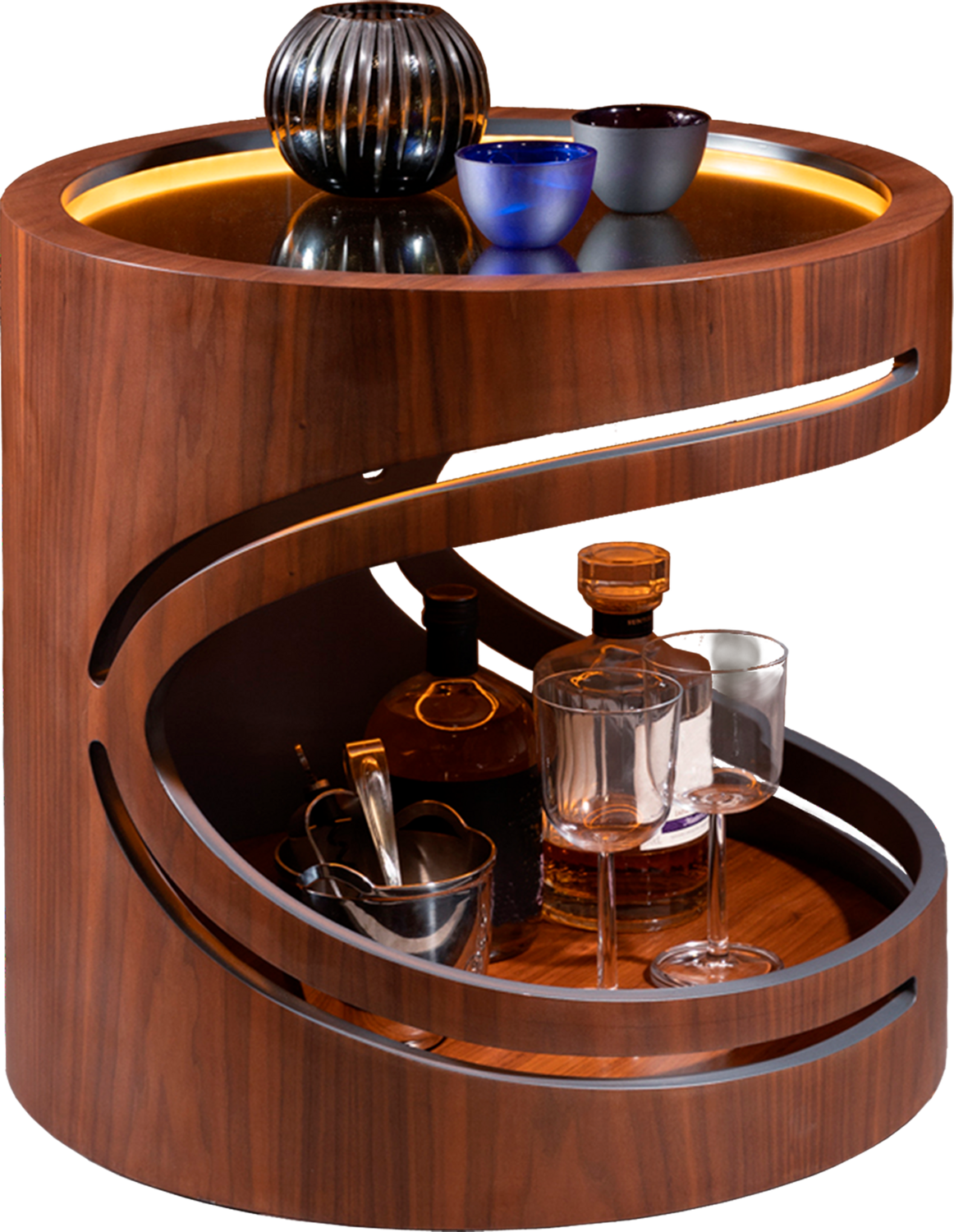 Flow side table style mini bar by Gaen Studio (2021) Storage Wood