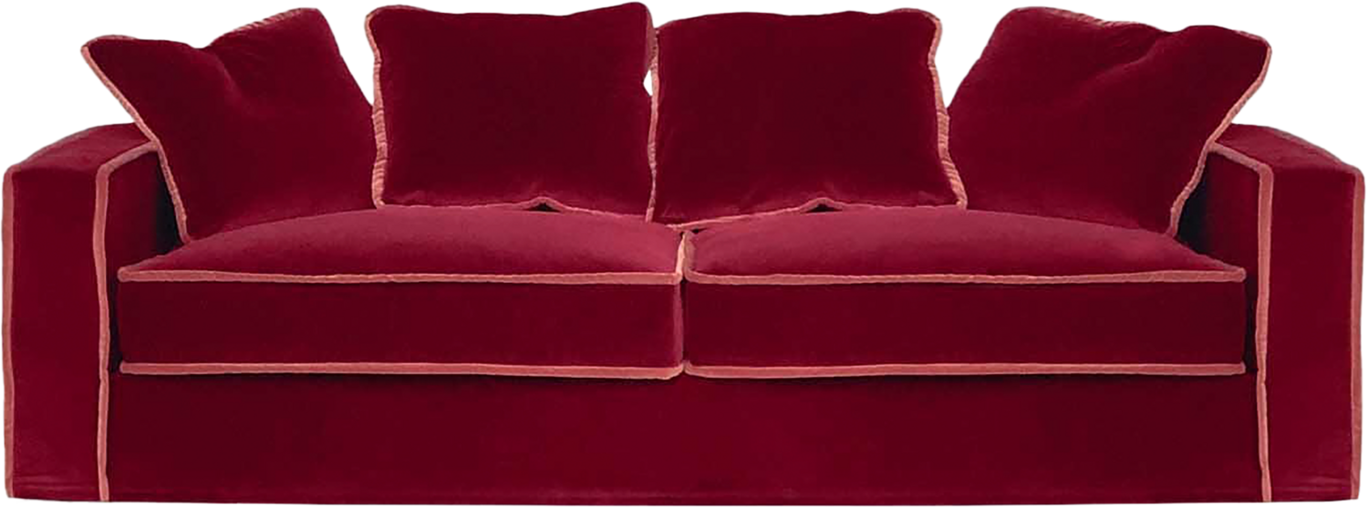 RAFAELLA ECO RED VELVET SOFA by Biosofa (2015) Seating Textile, Wood SINGULART