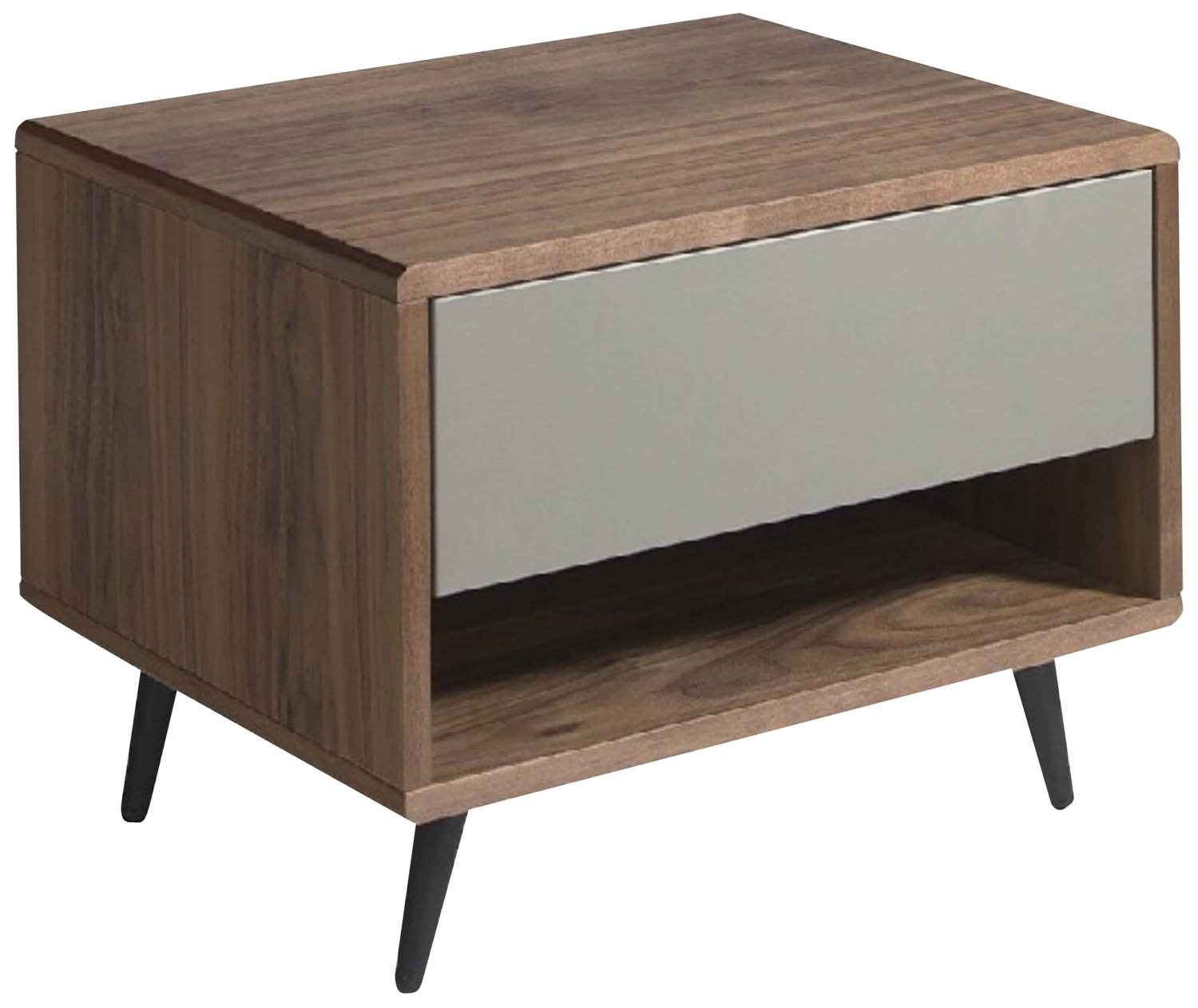 WALNUT BEDSIDE TABLE AND MATT LACQUERED DM DRAWER by Angel Cerdá (N.D