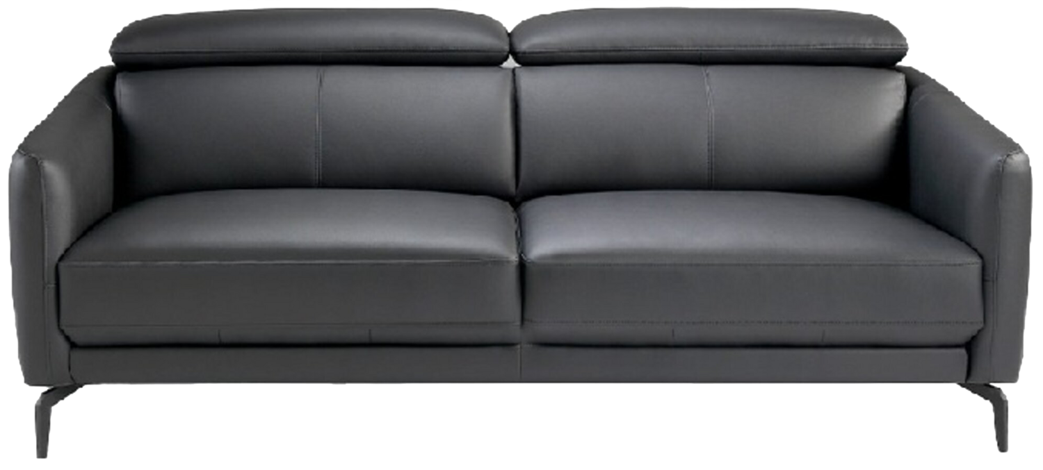 3SEATER SOFA UPHOLSTERED IN LEATHER WITH BLACK STEEL LEGS by Angel Cerdá (N.D) Seating Steel