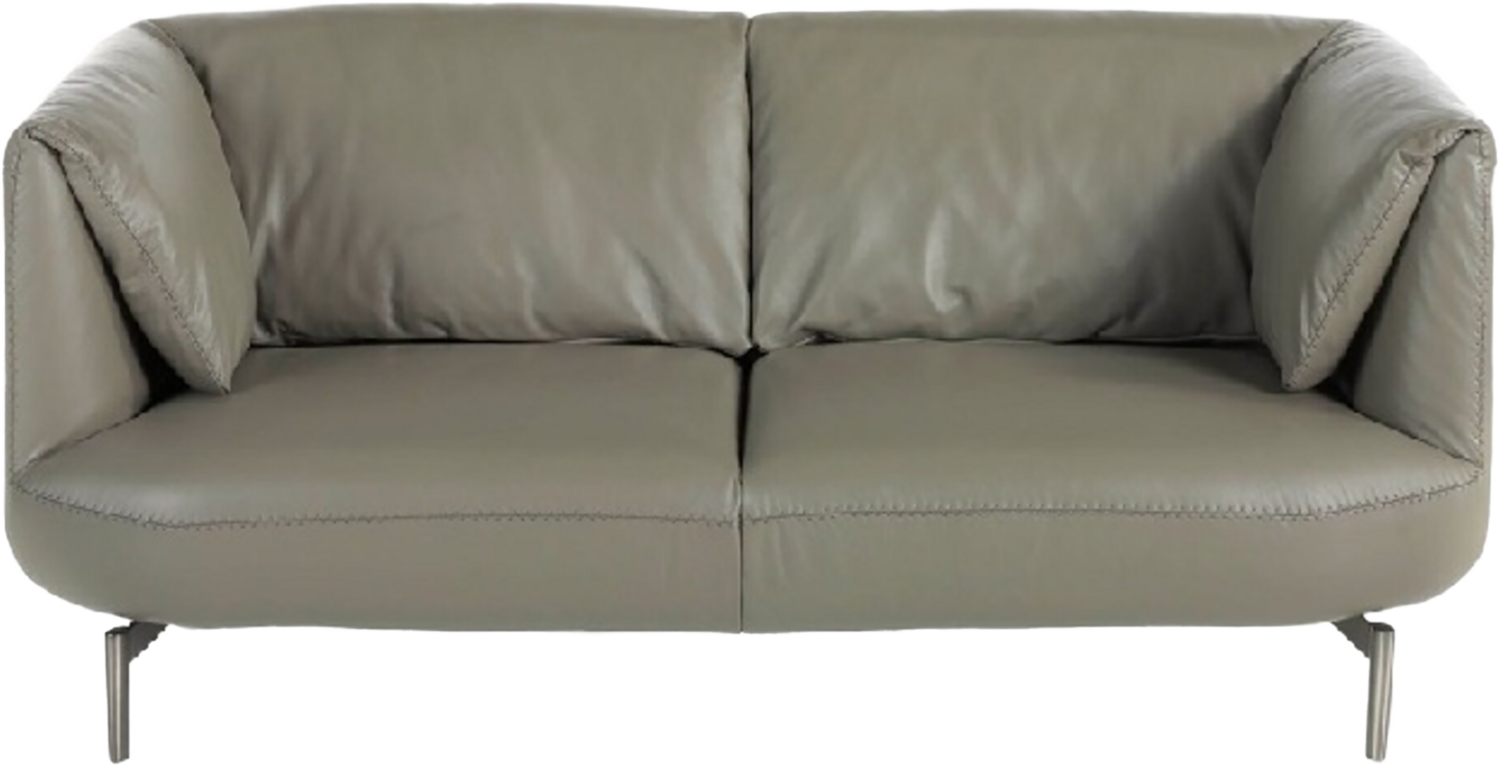2SEATER SOFA UPHOLSTERED IN LEATHER WITH POLISHED STEEL LEGS by Angel