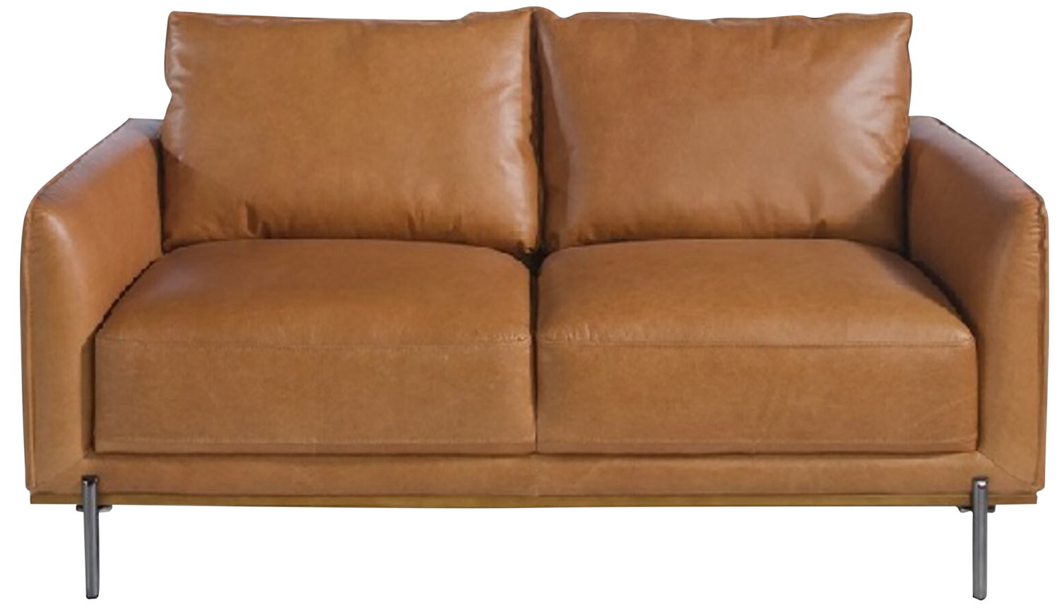 2SEATER SOFA UPHOLSTERED IN LEATHER WITH DARKENED STEEL LEGS by Angel