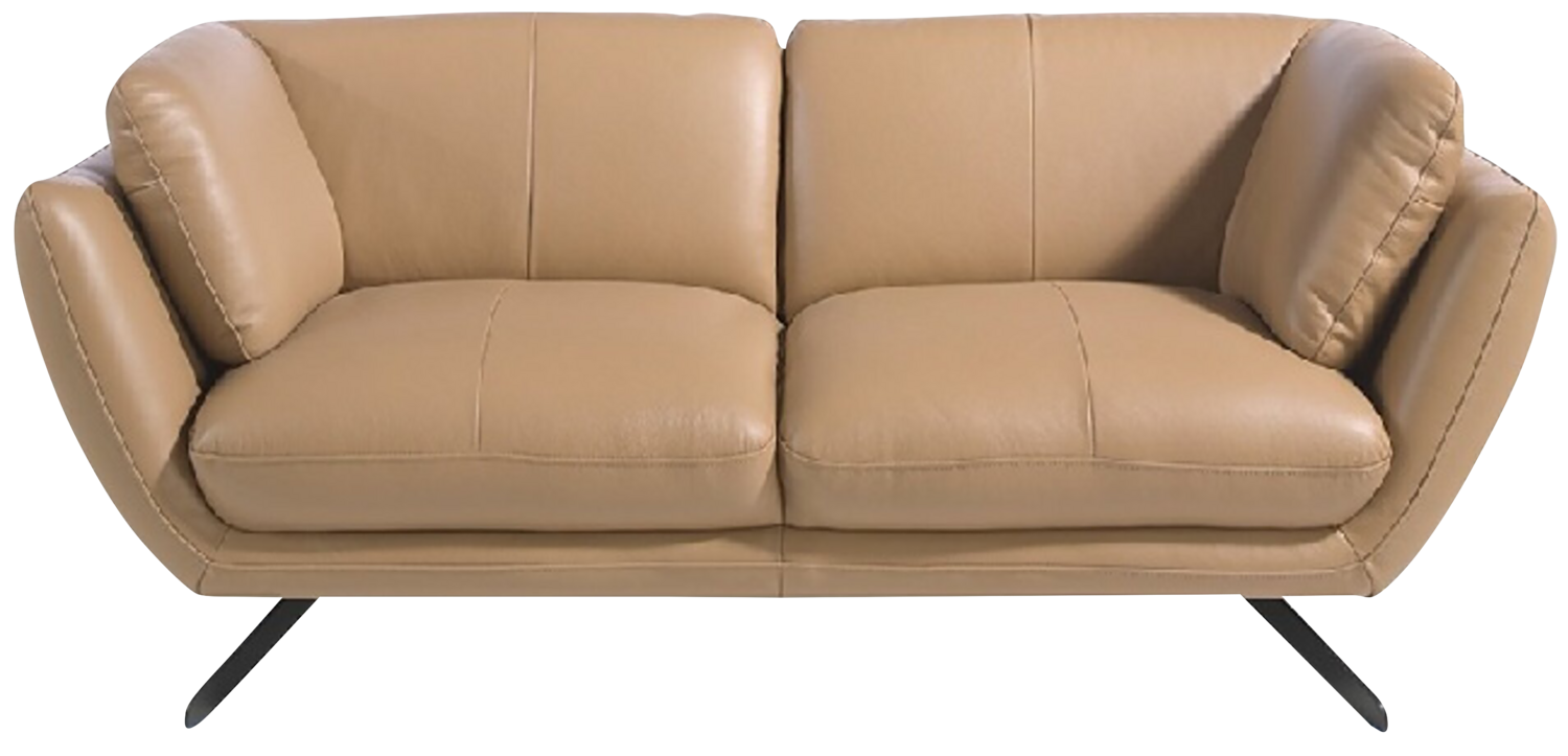 2SEATER SOFA UPHOLSTERED IN LEATHER AND BLACK STEEL LEGS by Angel