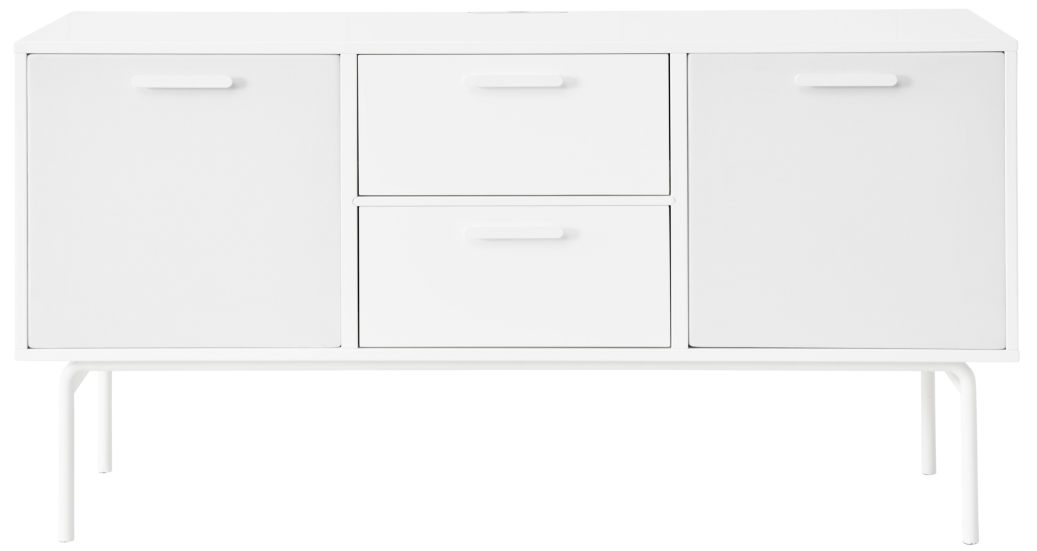 Keep by Hammel AV on plinth with 2 drawers and 2 fabric doors