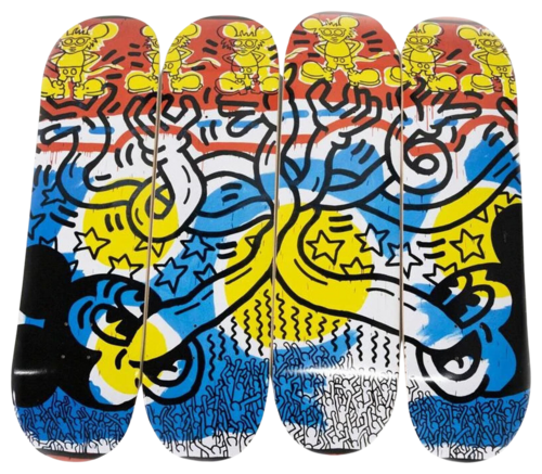 DIAMOND SUPPLY X MICKEY MOUSE X KEITH HARING Hands by Mickey 4 Deck Set van Keith Haring, Beeldhouwwerk te koop op Singulart