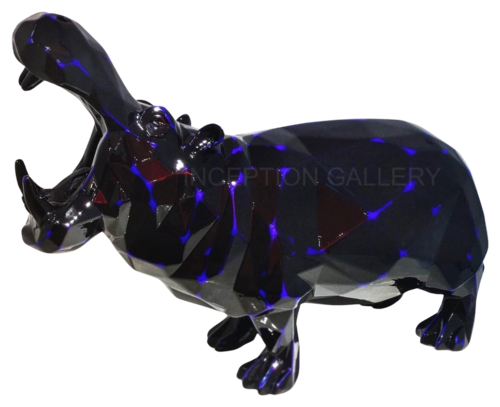 Hippopotame Deeply Black & Blue von Richard Orlinski, Skulptur kaufen auf Singulart