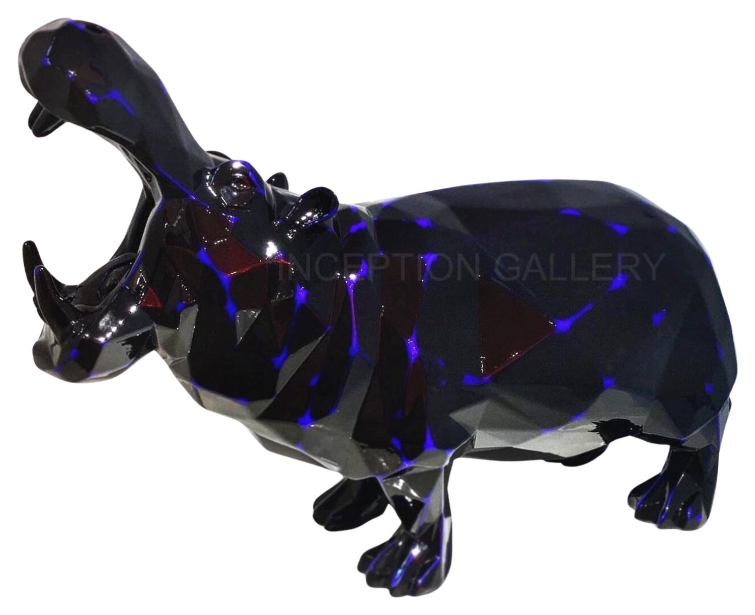 Hippopotame Deeply Black & Blue Richard Orlinski