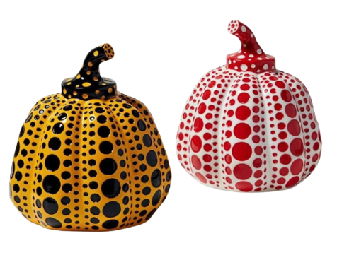Pumpkin Cast Resin Figure - Red, Yellow di Yayoi Kusama, Scultura in vendita su Singulart