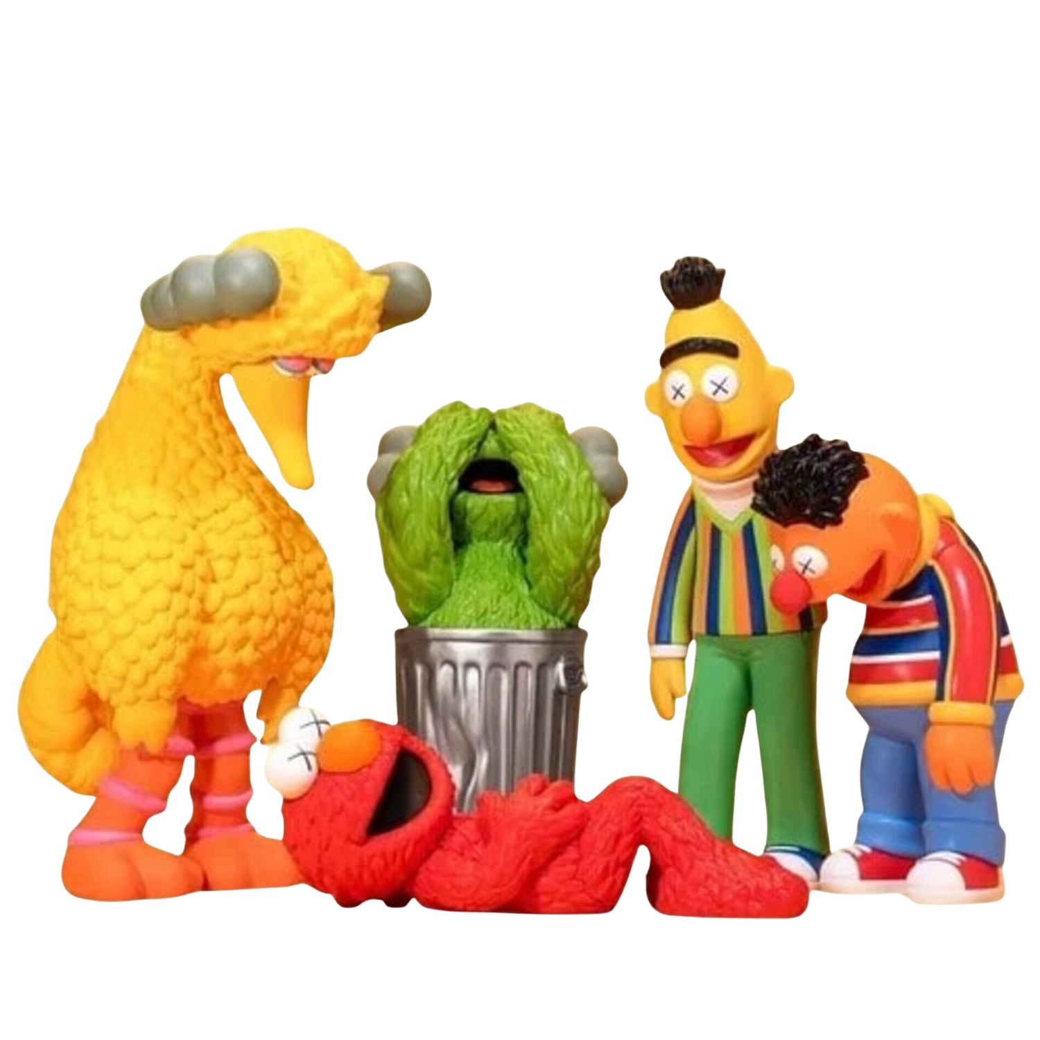 Sesame Street, Set of 4 (Elmo, Oscar, Big Bird, Bert \u0026 Ernie) door KAWS  (2025) : Beeldhouwwerk Vinyl - Singulart, image size:1500x1500