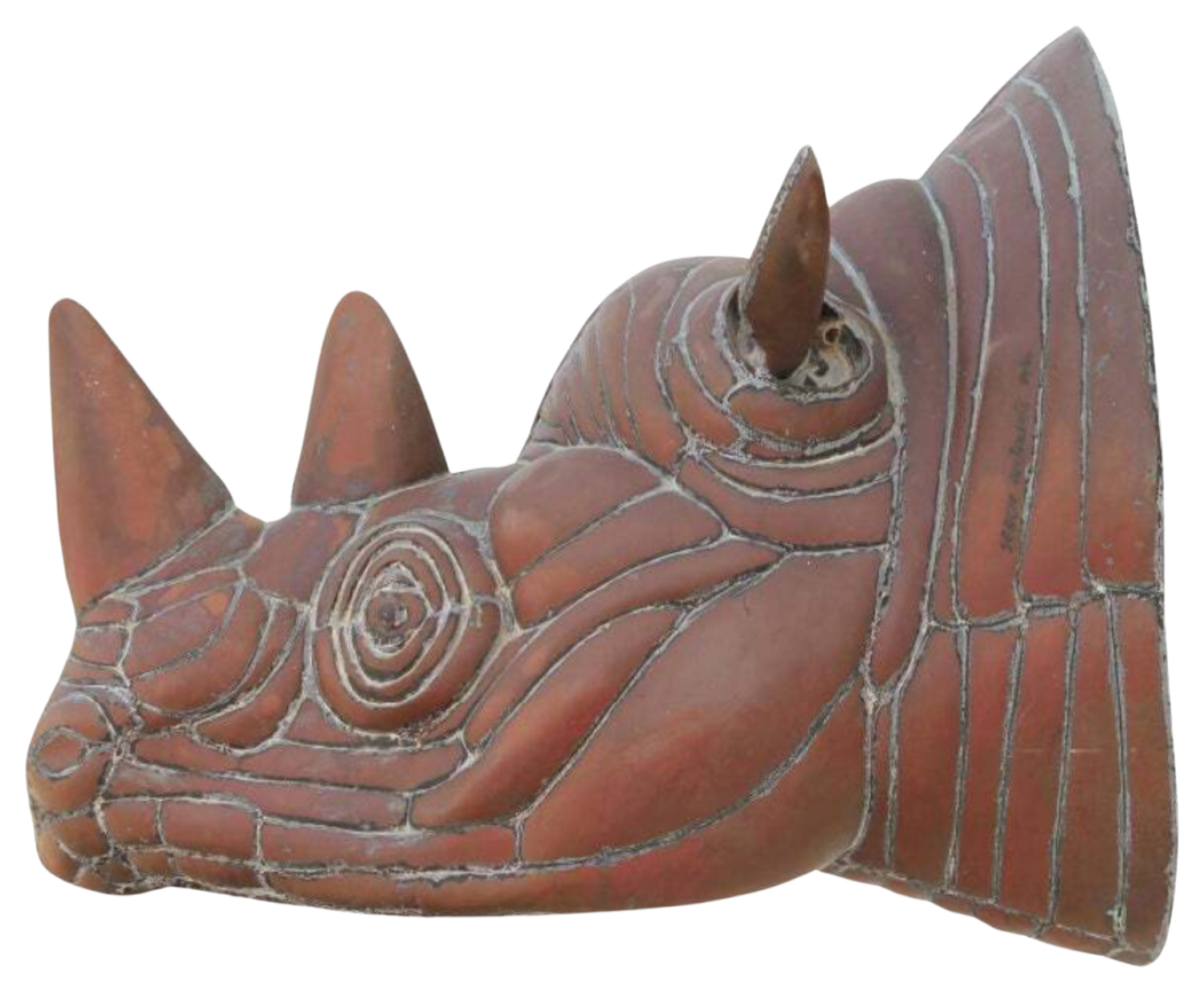 Modern Abstract Rhino Head Metal Sculpture Sergio Bustamante Skulptur zu verkaufen