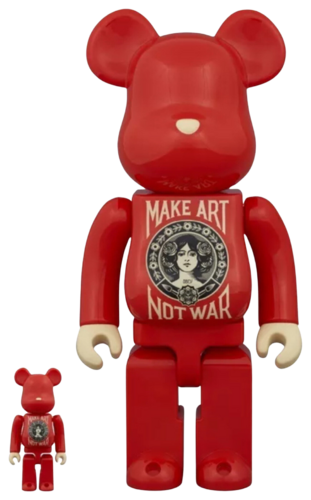 Shepard Fairey - MAKE ART NOT WAR BE@RBRICK 100% & 400%  (Bearbrick, Obey, Medicom Toy) von Shepard Fairey, Skulptur kaufen auf Singulart