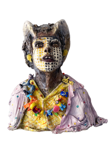 Faune en chemise rose by Aurore LANTERI, Sculpture for Sale on Singulart