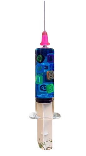 Miss Bugs Do No Harm 2 - Social Blue Syringe von Miss Bugs, Skulptur kaufen auf Singulart