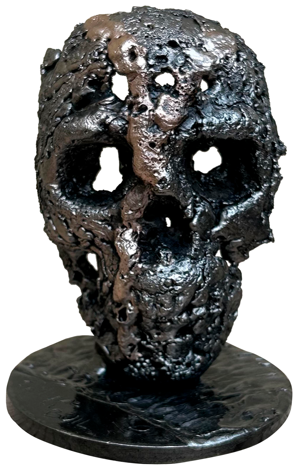 Crane 7823 Sculpture vanite metal Tete de mort Acier et bronze by