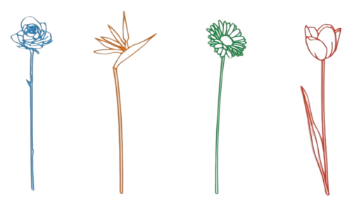 Flowers: Rose, Bird of Paradise, Gerbera, Tulip van Michael Craig-Martin, Beeldhouwwerk te koop op Singulart