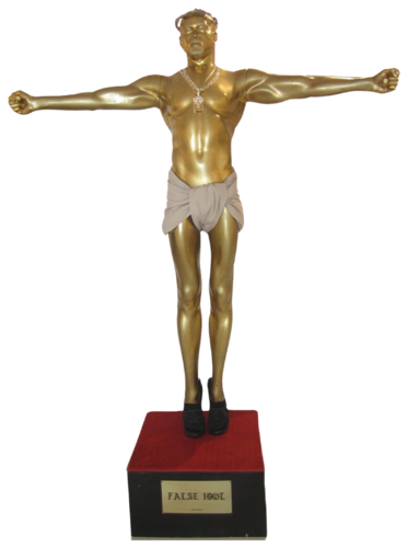 “False Idol” – Mixed Media Sculpture van Plastic Jesus, Beeldhouwwerk te koop op Singulart