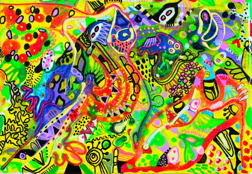 534. The joy of summer, abstract art on Lenovo tablet von Veera Zukova, Skulptur kaufen auf Singulart