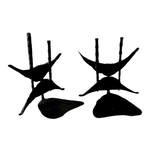 Heavy Hand Forged Brutalist Iron Book Ends by David Palombo, Sculpture for Sale on Singulart