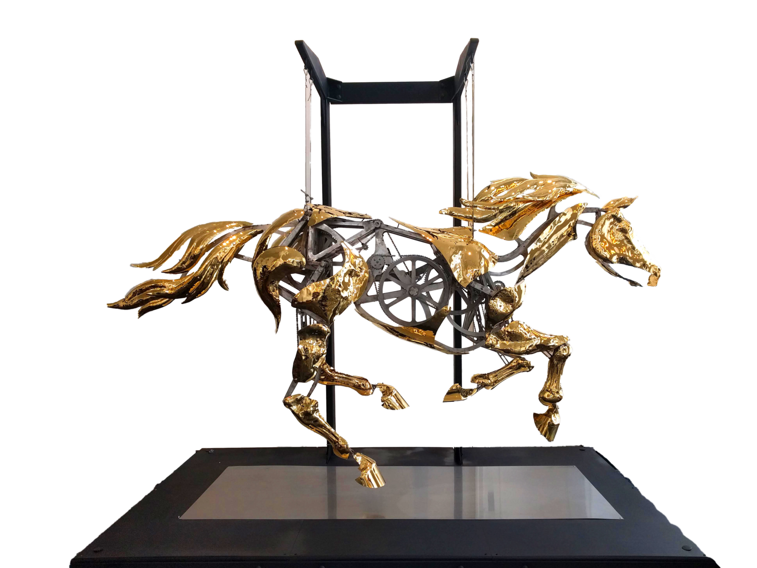 The Golden Mechanical Horse by Adrian Landon (2021) Sculpture