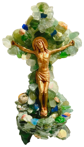 Jesus Christ aux tessons de bouteilles von Gilles Pierre, Skulptur kaufen auf Singulart