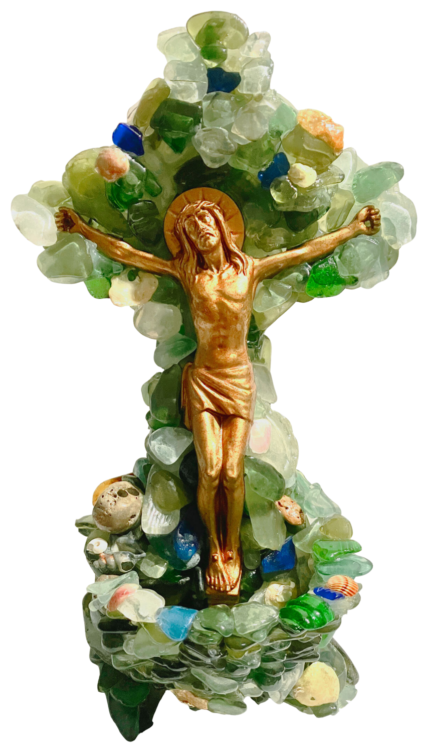 Jesus Christ aux tessons de bouteilles Gilles Pierre Skulptur zu verkaufen