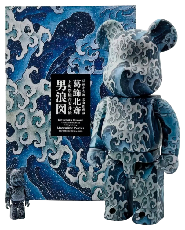 BEARBRICK 100% & 400% Masculine Waves Katsushika Hokusai