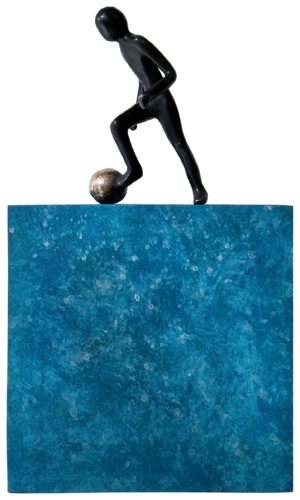 À toi de jouer... [BLOC BLEU TURQUOISE]  (série : Terre d’enfants 2024) von Olivier Messas, Skulptur kaufen auf Singulart