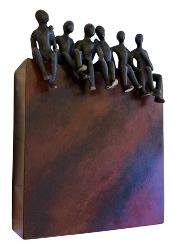 La bande de copains... [BLOC ROUGE MARBRÉ] (TERRE D'ENFANTS 2025) par Olivier Messas, Sculpture en vente sur Singulart