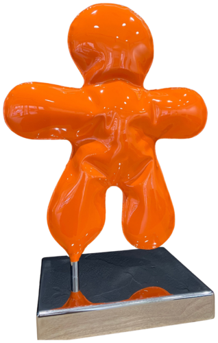 Petit Bonhomme orange laqué F1 van Henri Iglesis, Beeldhouwwerk te koop op Singulart