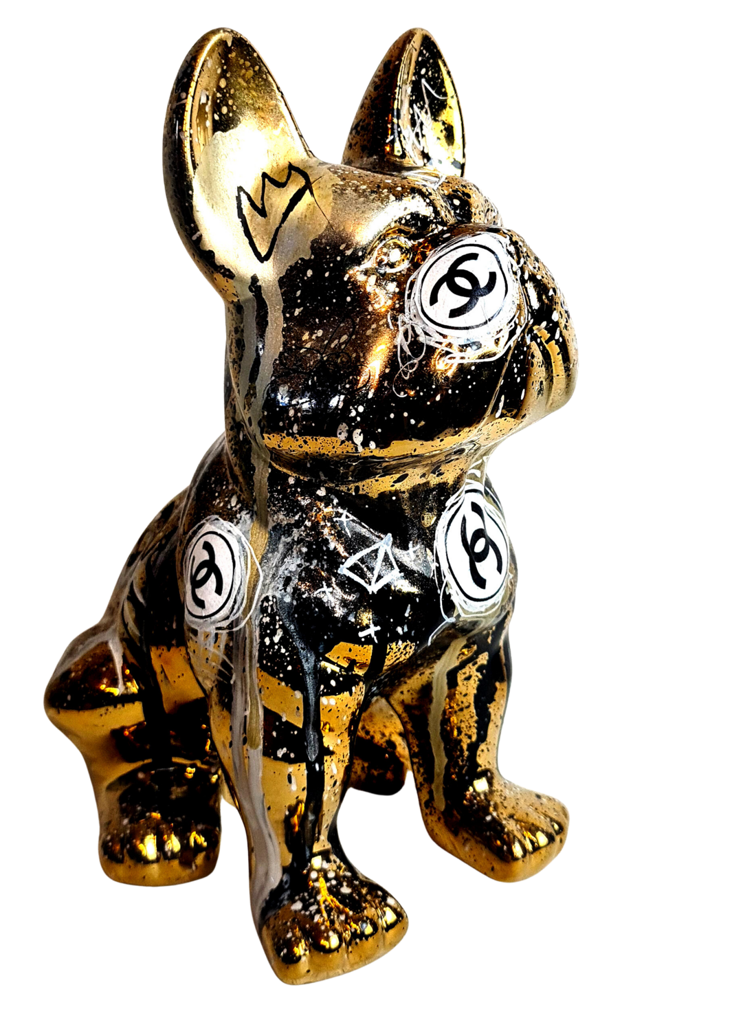 Sculpture Bulldog Graffiti Pop Art Chanel Or Unique Priscilla Vettese Skulptur zu verkaufen