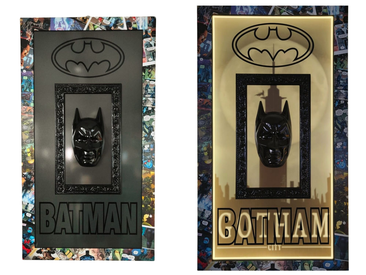 Batman night and day - Fabio Tolu - LED, Plexiglas, image size:1500x1126