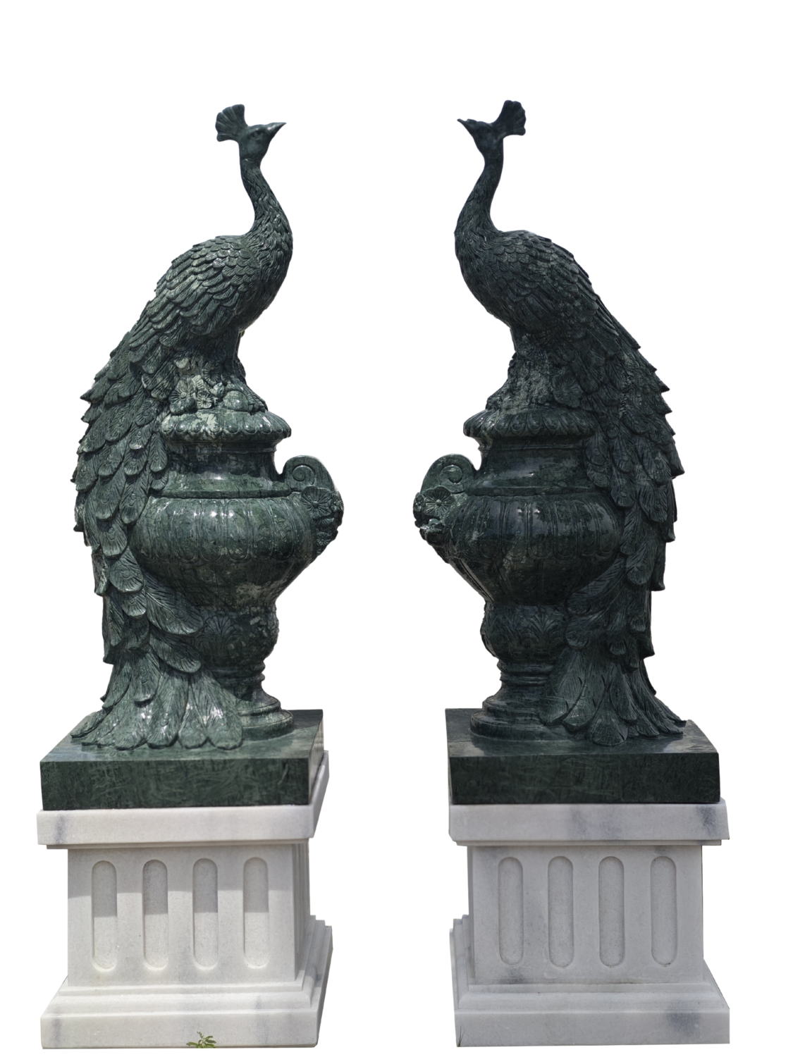 Viet Nam green marble peacock sculptures Mai Xuan Phuc