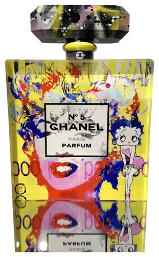 Flacon Chanel n°5, Marilyn et Betty, jaune de Patrick Cornée, Escultura a la venta en Singulart