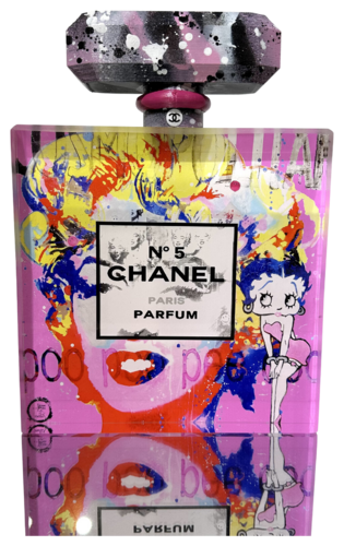 Flacon Chanel n°5, Marilyn et Betty, rose von Patrick Cornée, Skulptur kaufen auf Singulart
