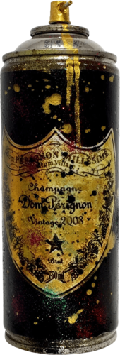 Spray can, Don Pérignon, Black and gold version di Patrick Cornée, Scultura in vendita su Singulart