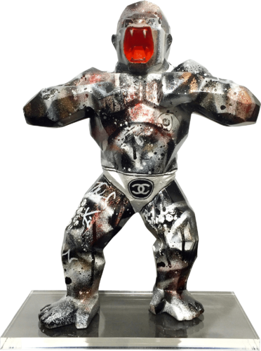 Gorilla, wild King Kong, Chanel black and white di Patrick Cornée, Scultura in vendita su Singulart