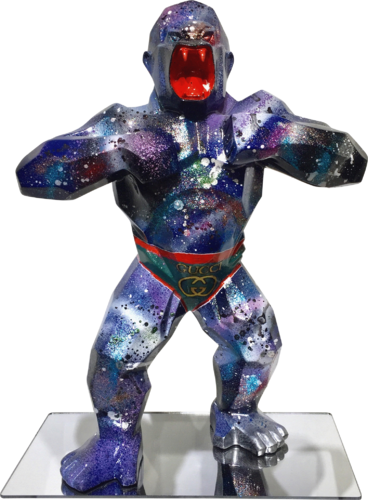 Gorilla, wild King Kong, Gucci blue version de Patrick Cornée, Escultura a la venta en Singulart