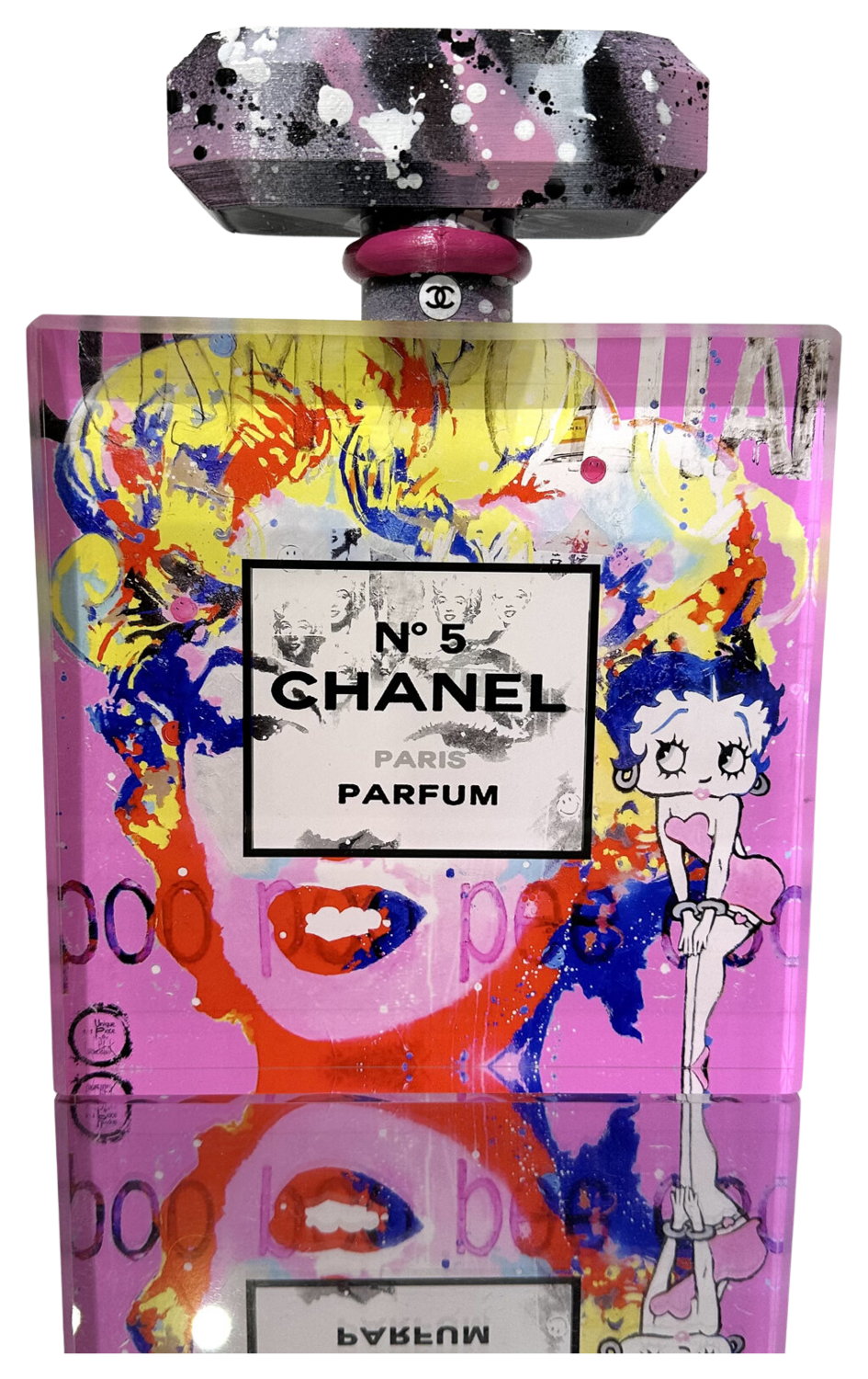 Flacon Chanel n°5, Marilyn et Betty, rose Patrick Cornée