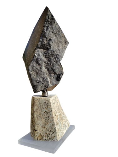 Nuit d'été  (Ignimbrite noire /granit blanc  Poids 3.76 Kg von Michel Peretti, Skulptur kaufen auf Singulart