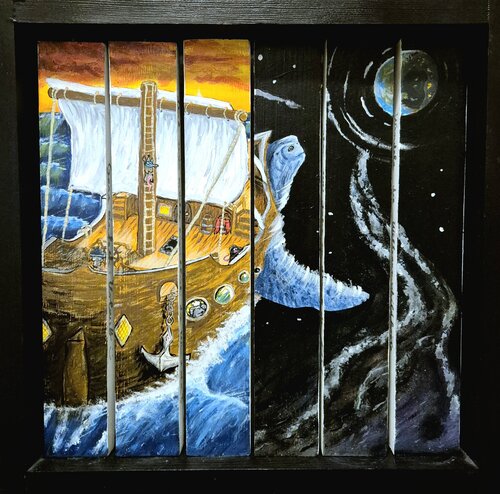 Bis zum Horizont und noch etwas weiter. Ein Wendebild. van Kim Niklas George, Beeldhouwwerk te koop op Singulart