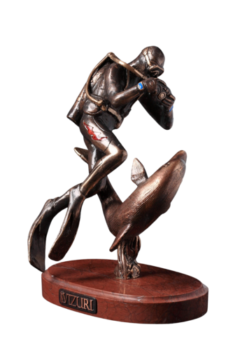 Sculpture   "Diver  and  dolphin" de Brand Vizuri, Escultura a la venta en Singulart
