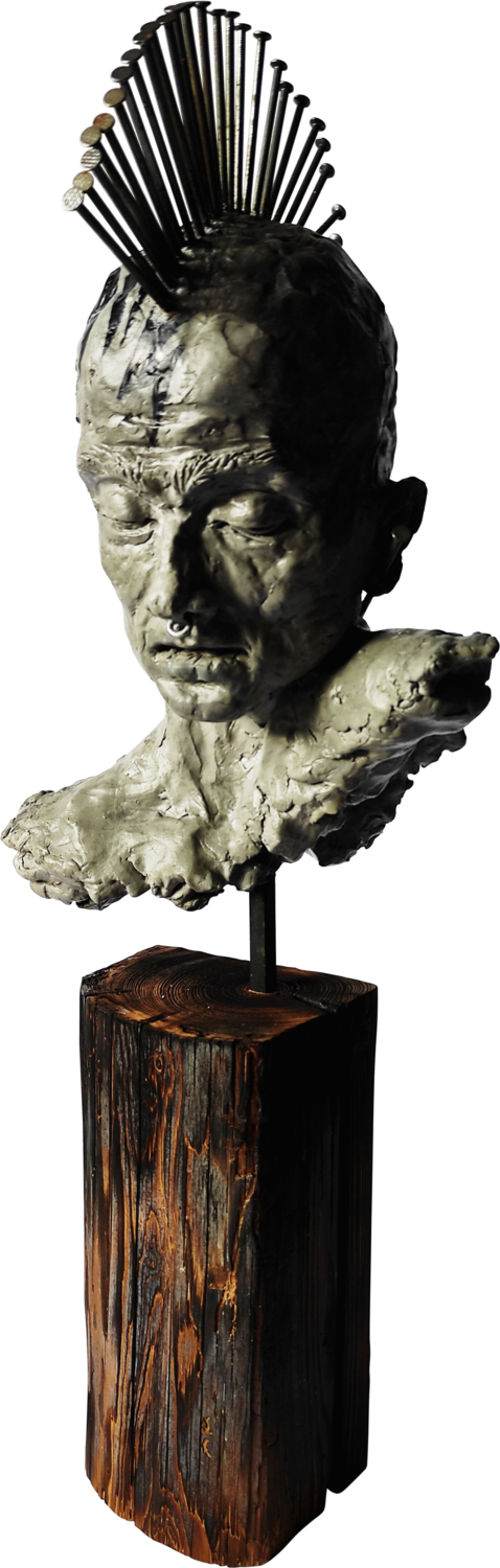 "TRIBAL SOUL" UNIQUE CLAY SCULPTURE Elena Kraft Skulptur zu verkaufen