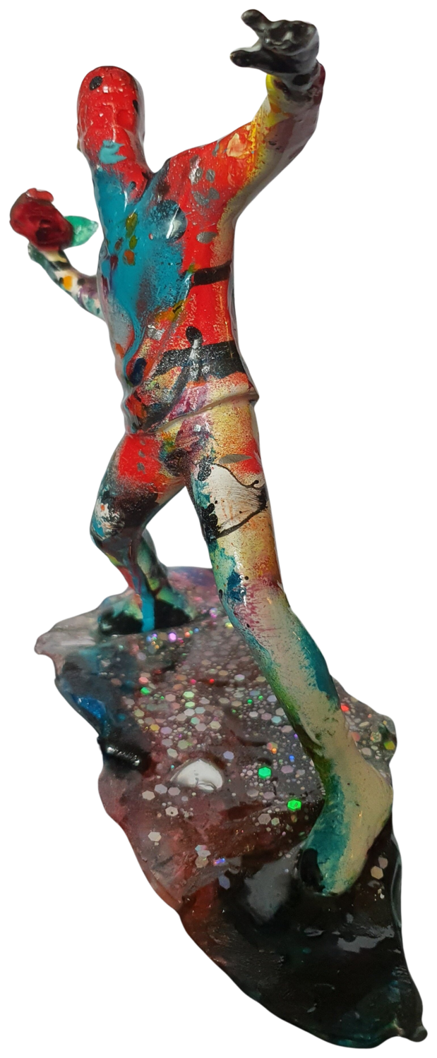 Banksy Blumenwerfer Skulptur - Street Art Deko Figur 21,5 Cm Harz